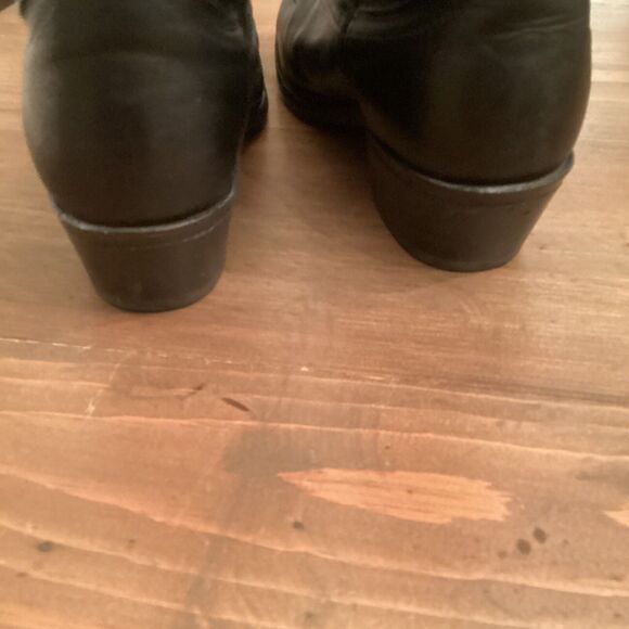 BLACK LEATHER PULL ON WESTERN COWBOY RIDING  MENS BOOTS SIZE 10 USA MADE VINTAGE - Picture 7 of 10